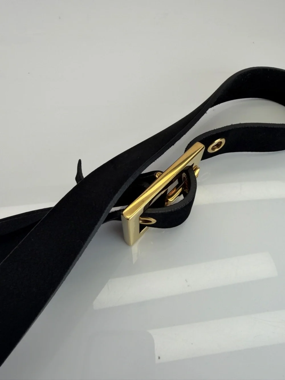 Gucci Black Leather Square Buckle Waist Belt 85/34”
